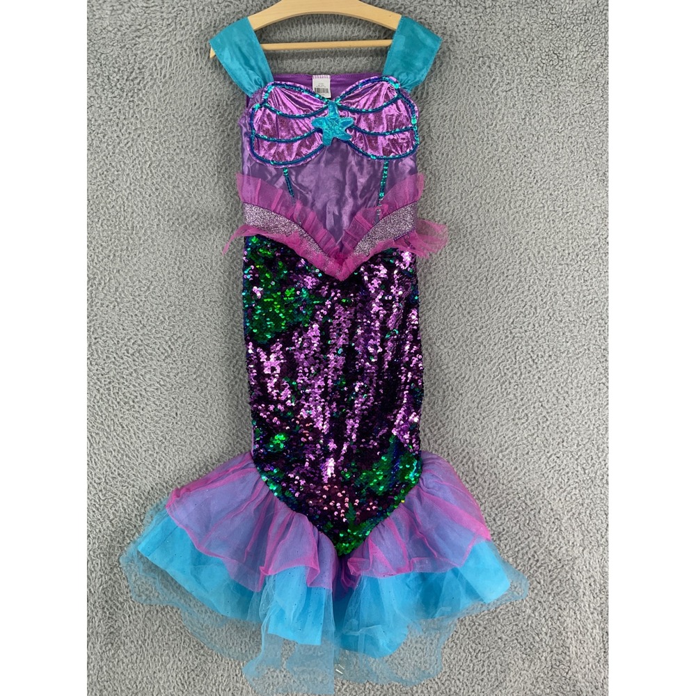 Unbranded Mermaid Costume Kids Size 6/6X Purple Teal Sequin Tulle Dress Up